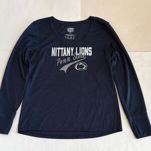 NWOT Ladies Penn State Nittany Lions OTS Logo Navy Blue LS Crew Neck Tee Size L